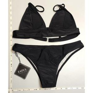 NWT ZAFUL Small Triangle Black bikini set